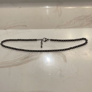 Simple, cool gunmetal gray beaded necklace